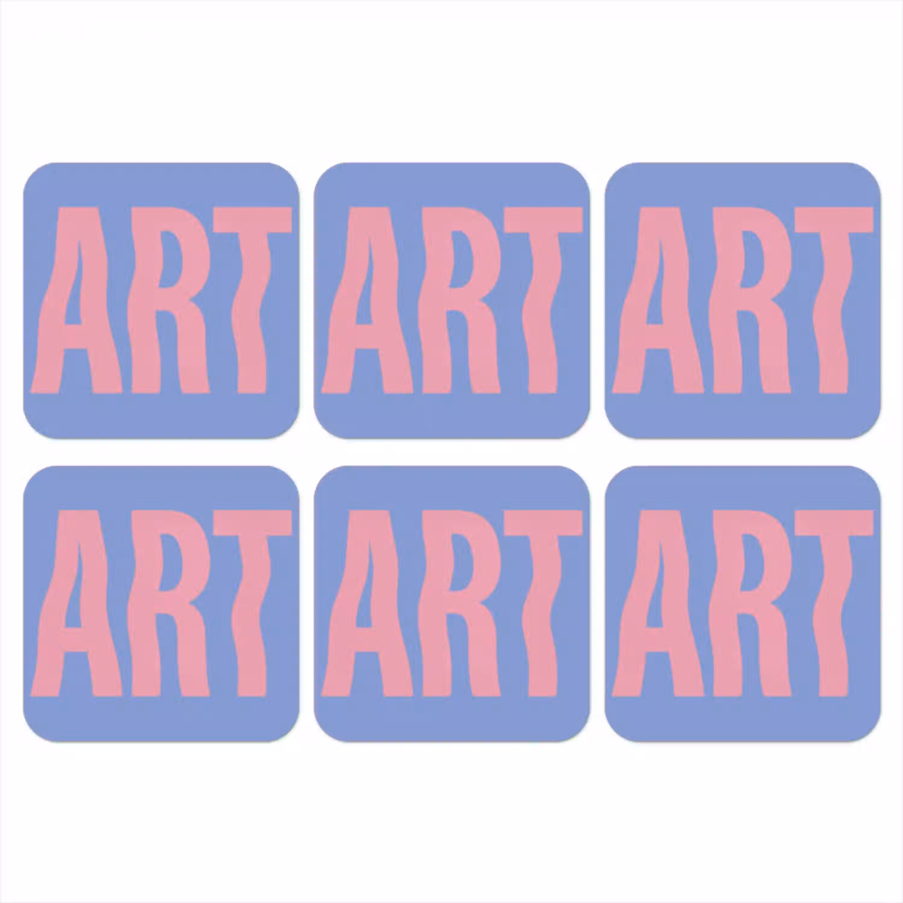 Art - Roze - Blauw onderzetter kurk middel -3d