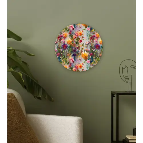 Zomers - Kleurrijk - Patroon - Bloemen Wandcirkel kunststof plaat 5mm dik klein 188 -sfeer3