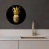 Ananas - Zwart - Goud - Luxe KitchenYeah - Keuken - Wandcirkel Forex klein -sfeer1