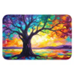 Boom - Landschap - Natuur - Abstract - Kleurrijk Badmat klein -3d