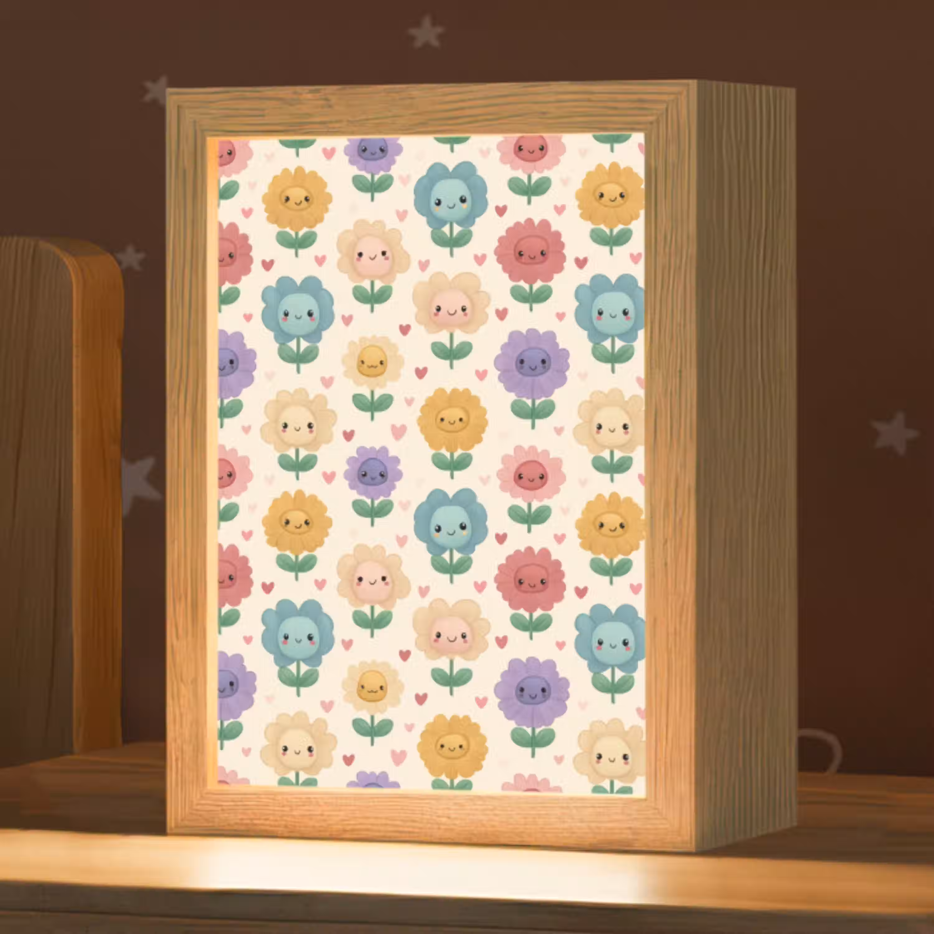 Bloemen - Hartjes - Kleurrijk Light Box met kabel (Kinderlampje) klein 904 -zzz_3d_website