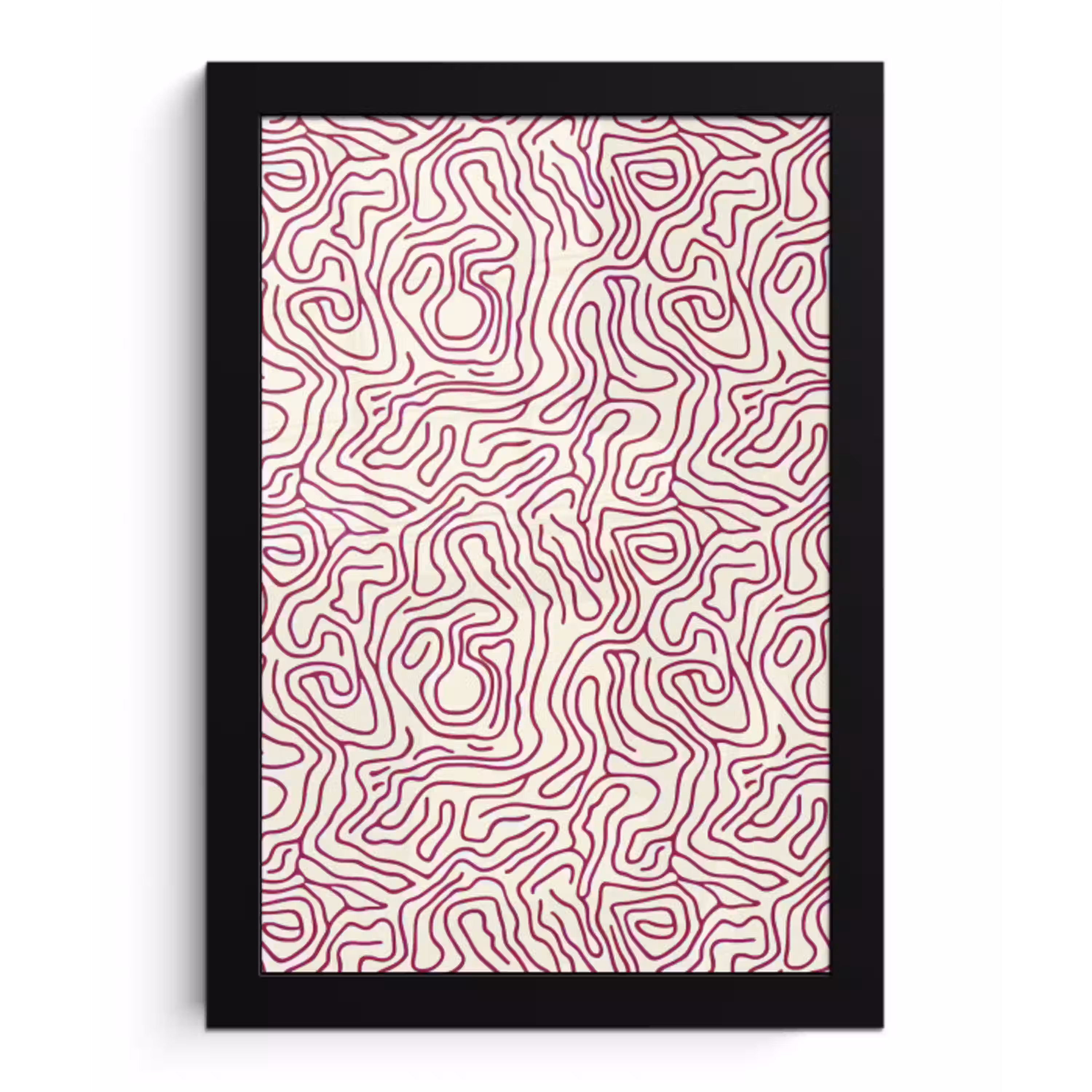 Kronkelende lijn - Magenta - Crème fotolijst zwart zonder passe partout klein 224 -3d