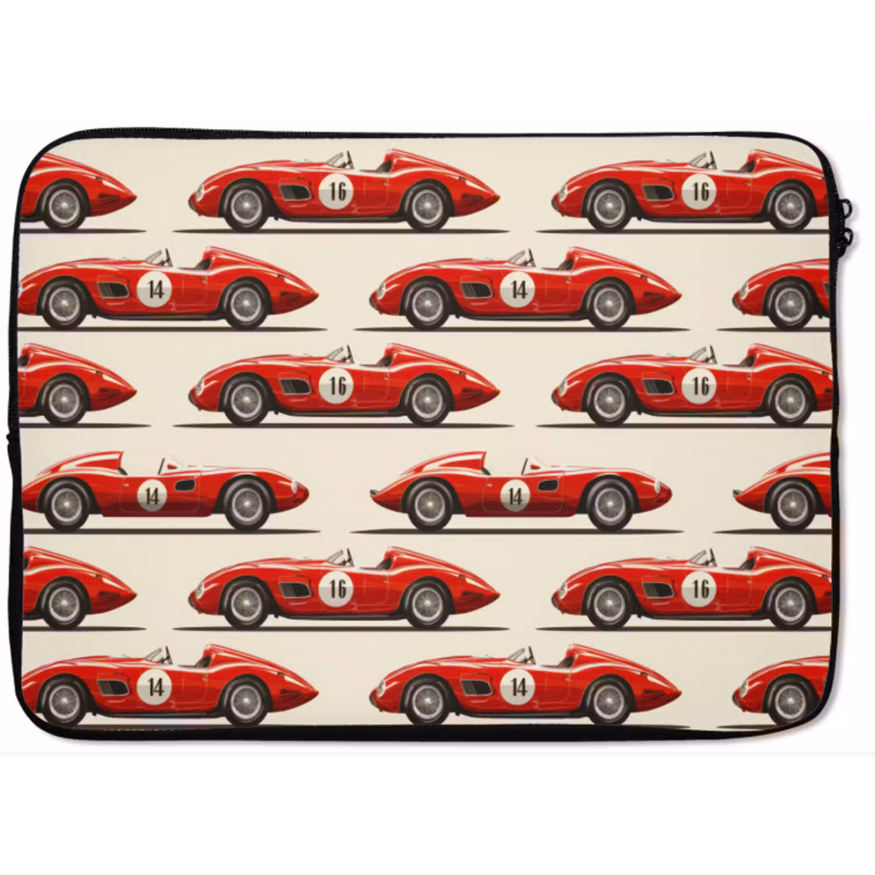 Raceauto - Retro - Rood laptophoes neopreen klein 279 -zkaufland3dotto
