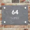 Grijze natuursteen - Modern Naambord Rechthoek middel -sfeer3