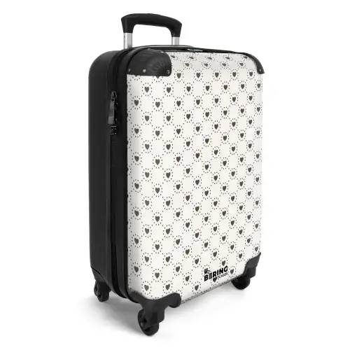 Crèmekleurige achtergrond met bruine hartjes NBS - Handbagage koffer - Kinderen Unisex middel -productfoto_3d