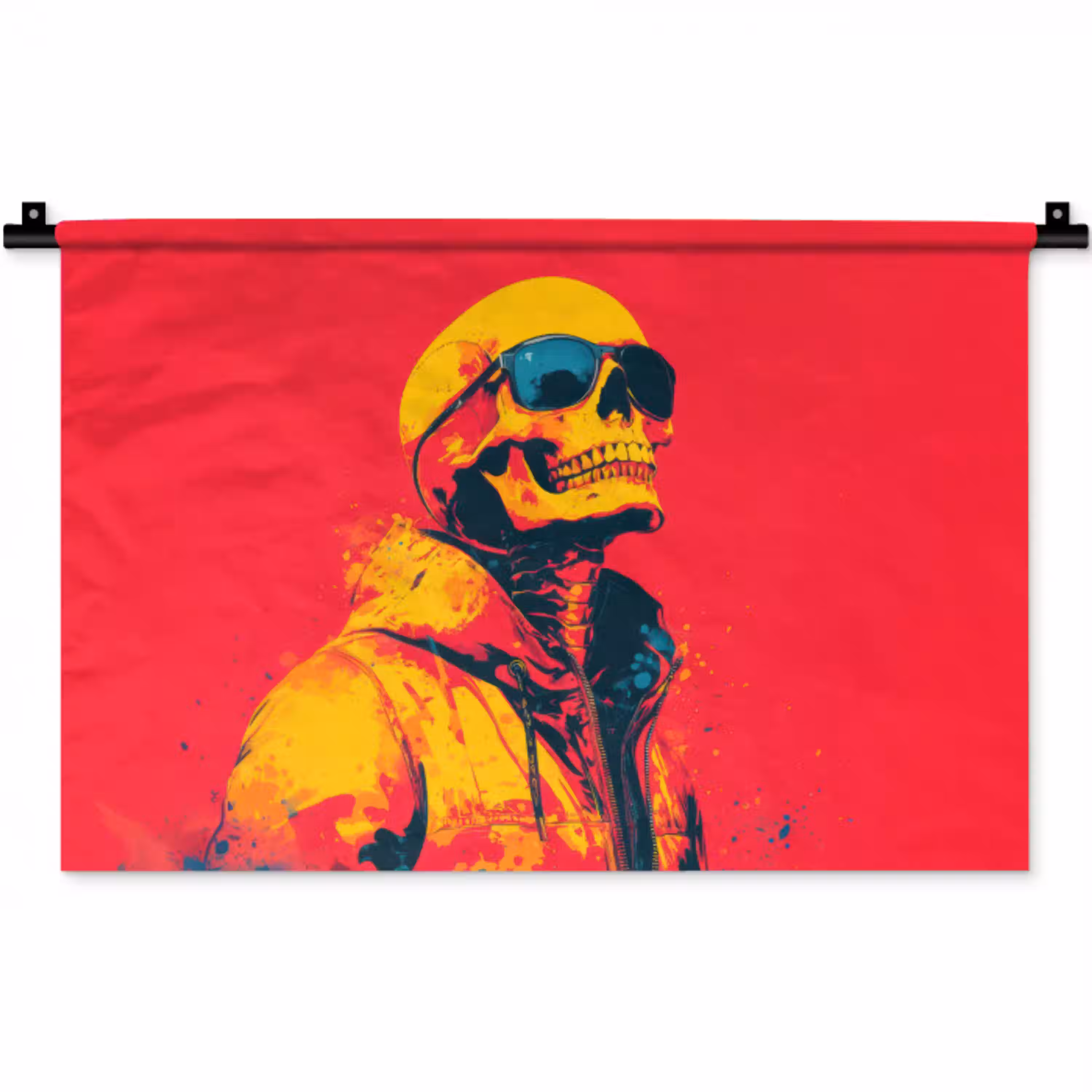 Zonnebril - Schedel - Jas - Rood Wandkleed katoen klein -zz3d