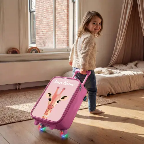 Giraffe - Wimpers - Minimalistisch - Roze Kinderkoffer - Roze klein -sfeer1