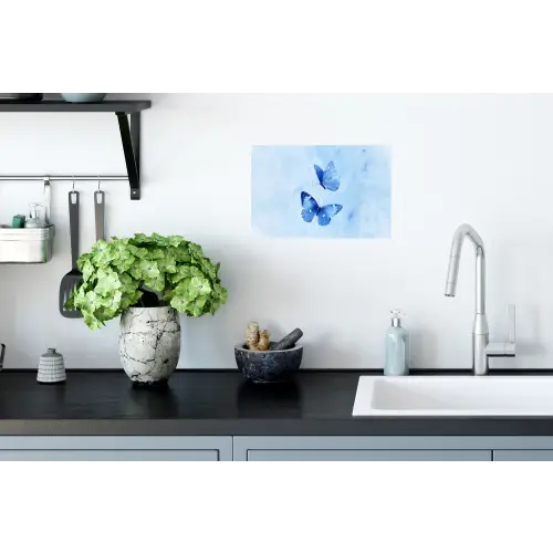 Vlinders - Sierlijk - Blauw Muursticker klein -keuken