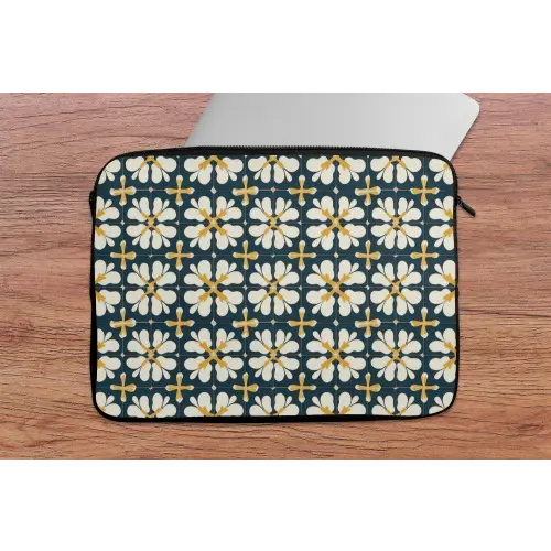Motief - Tegel - Okergeel laptophoes neopreen klein 279 -tafel