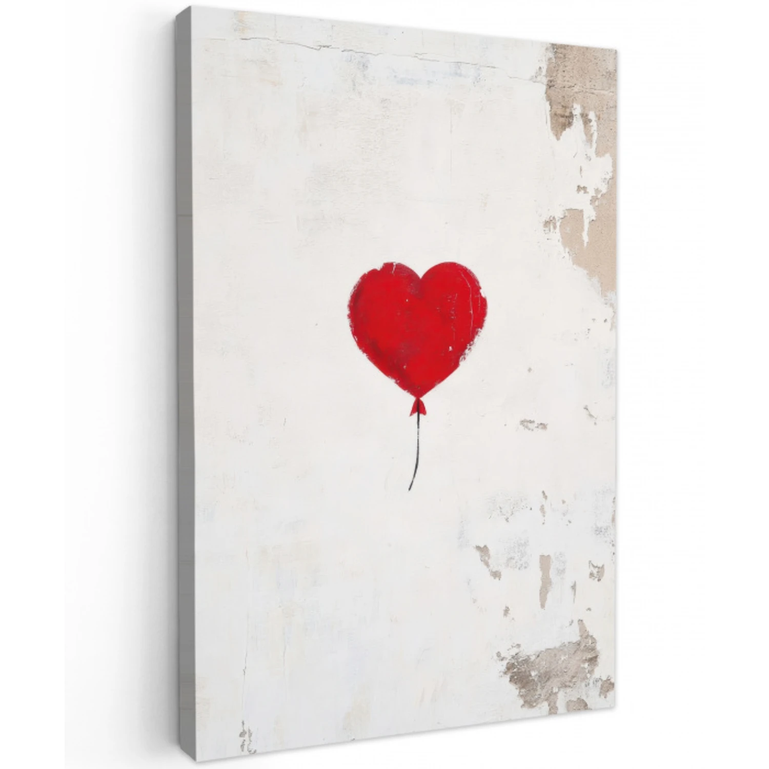 Ballon - Rood - Hart Tuinposter op houten frame 2 cm dik klein -3d