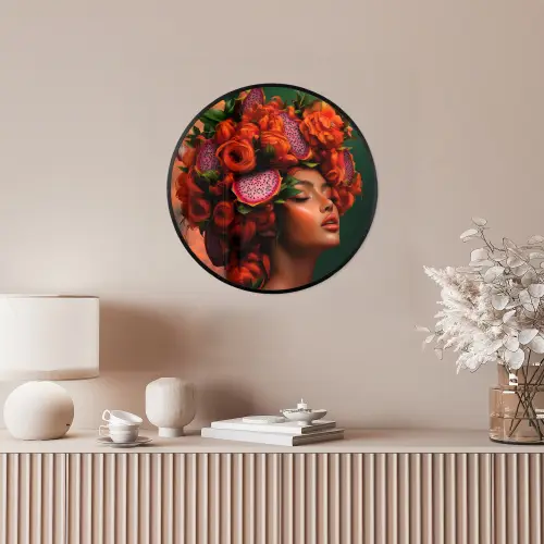 Vrouw - Drankenfruit - Rozen Fotolijst rond zonder passe partout klein -sfeer3