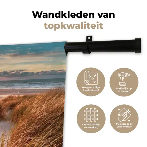 Duin - Planten - Zonsondergang - Strand - Zee Wandkleed katoen klein -sfeer2