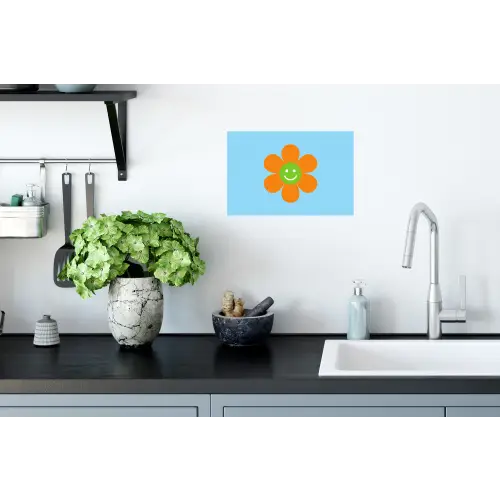 Bloem - Smiley - Kleurrijk Muursticker klein -keuken