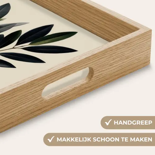 Ovaalvormige bladeren - Diep groen - Symmetrisch Dienblad Rechthoek middel -USP_HandgreepNL