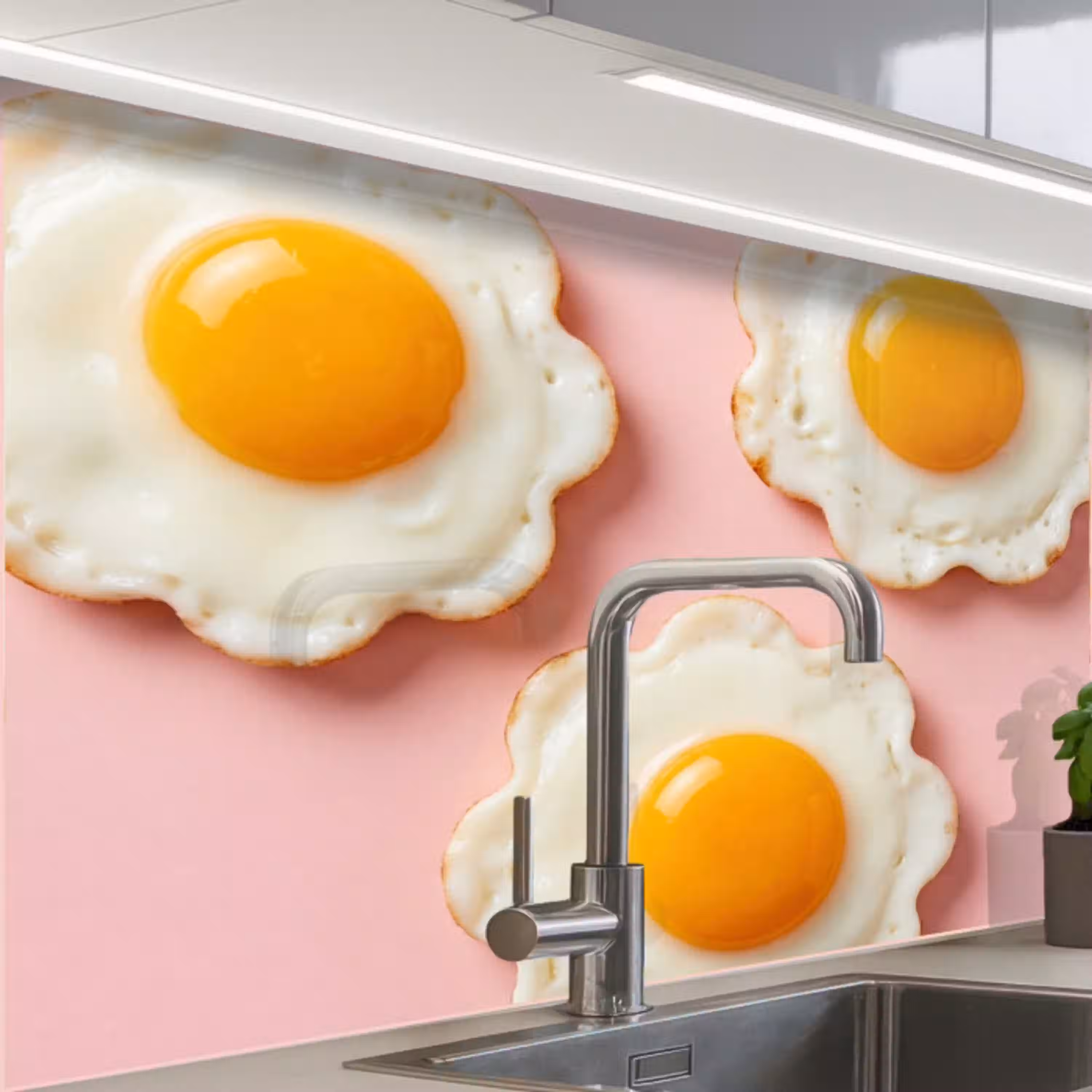 Eieren - Bloem - Roze keuken achterwand 2 middel -zzzz3d_schuin