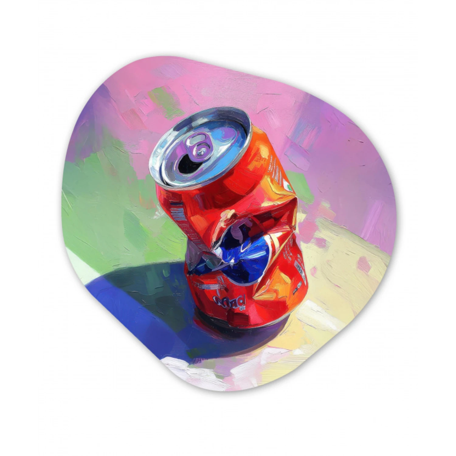 Frisdrank - Blik - Paars Wandcirkel Organisch Forex 3mm klein -3d