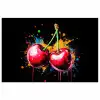 Kersen - Fruit - Graffiti - Verf - Abstract - Modern - Kleurrijk poster papier klein -3d