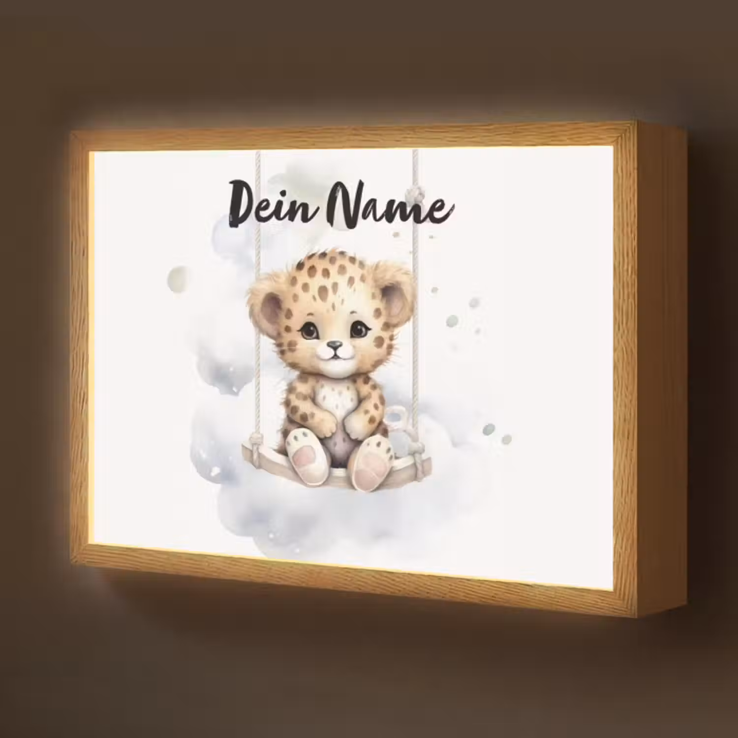 Lightbox - Wandlampe Kinderzimmer mit Namen - Leopard - Tier - Kinder