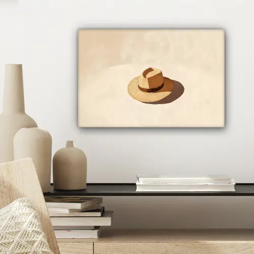 Hoed - Minimalistisch - Schaduw - Beige canvas 2cm klein -sfeer6