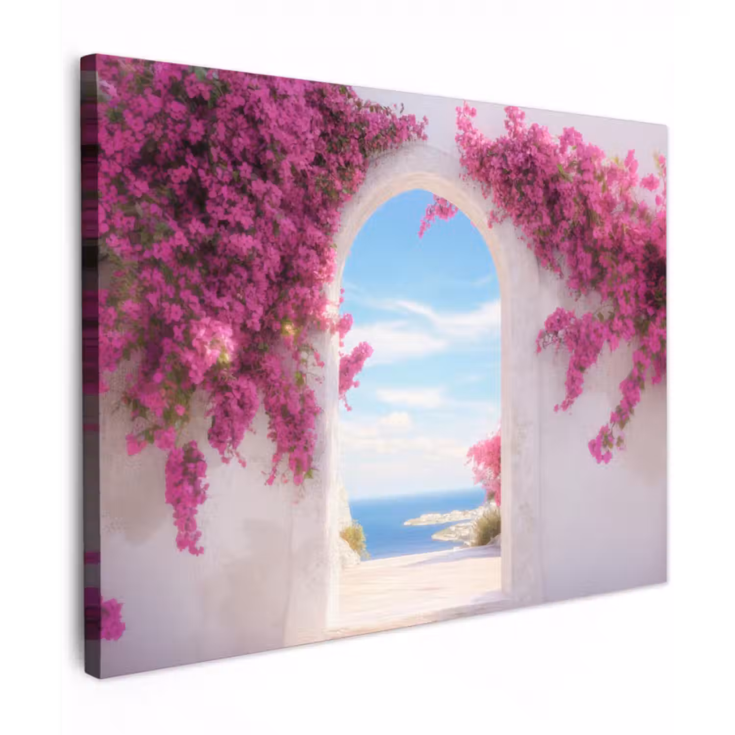 Leinwandbild - Meer - Rosa - Blumen - Tor