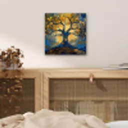 Boom - Levensboom - Blauw - Goud aluminium wit klein -sfeer3