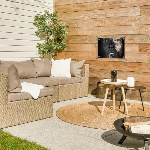 Vrouw - Bladgoud - Zwart - Huid - Luxe tuinposter los doek klein -sfeer4