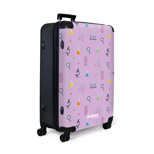 Laboratorium en wetenschapspatroon op paarse achtergrond NBS - Large koffer - Volwassenen Unisex groot -product1