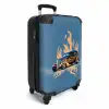 Zwarte auto met beige vlammen Koffer - NBS - Handbagage middel -productfoto_3d