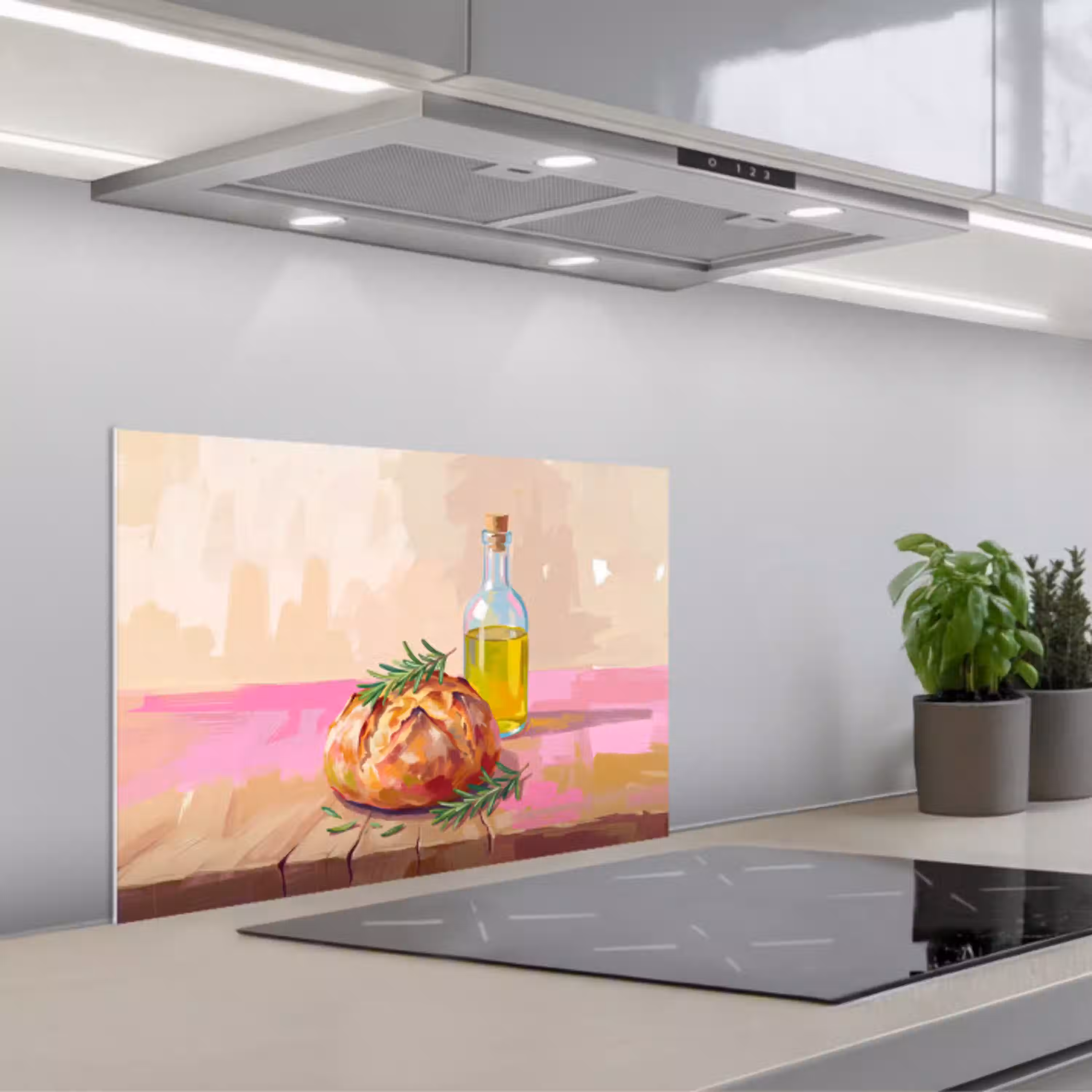 Eten - Brood - Olijfolie - Abstract - Keuken keuken achterwand spatscherm klein -3d_schuin
