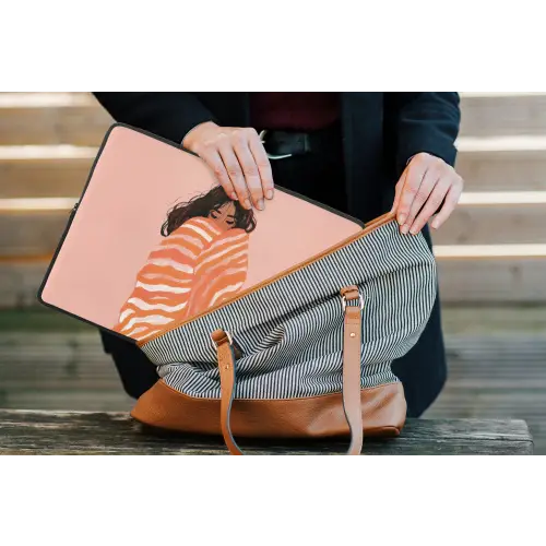 Meisje - Deken - Gestreept - Oranje laptophoes neopreen klein -tas