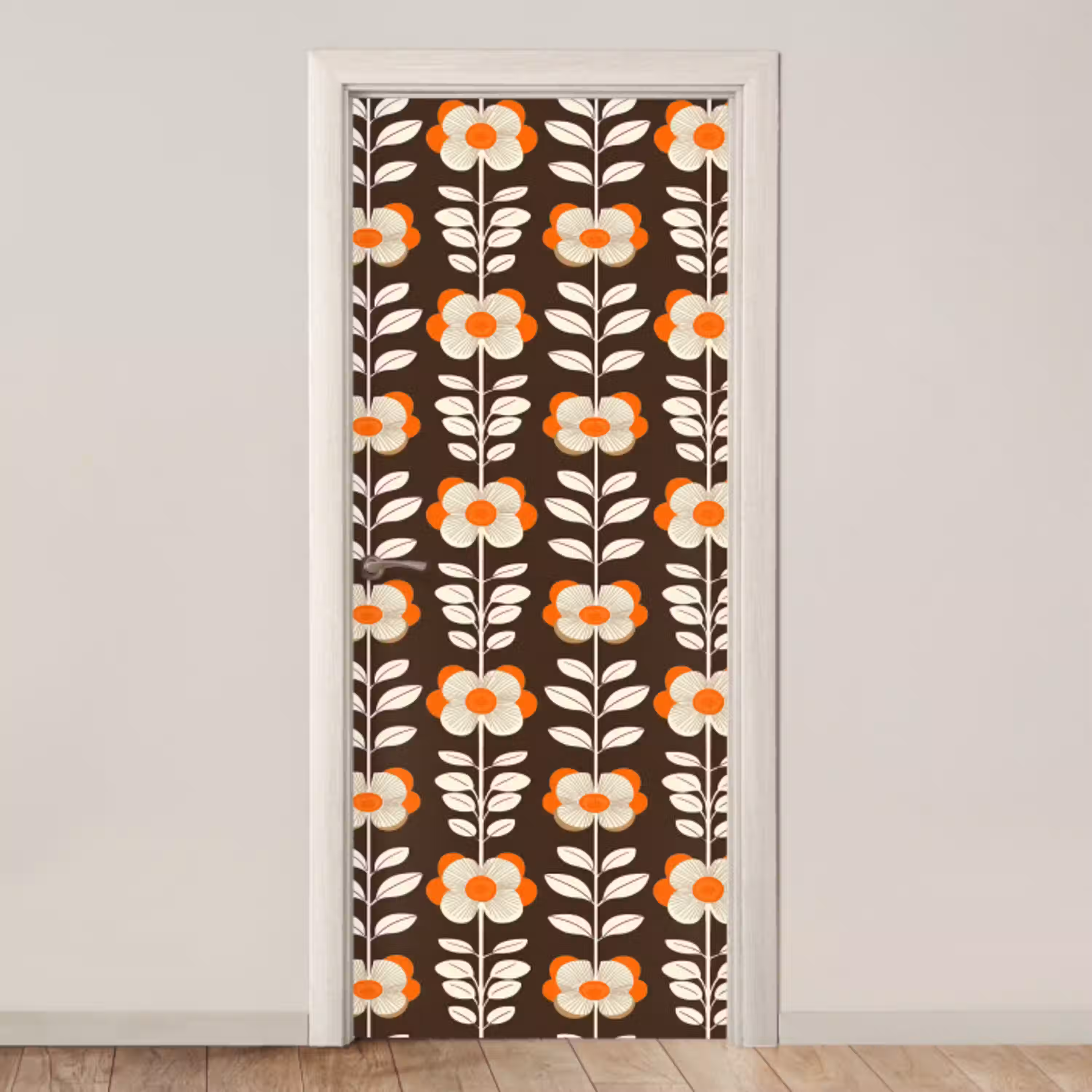 Bloemen - Retro - Bruin deurposter klein 289 -3d_beige