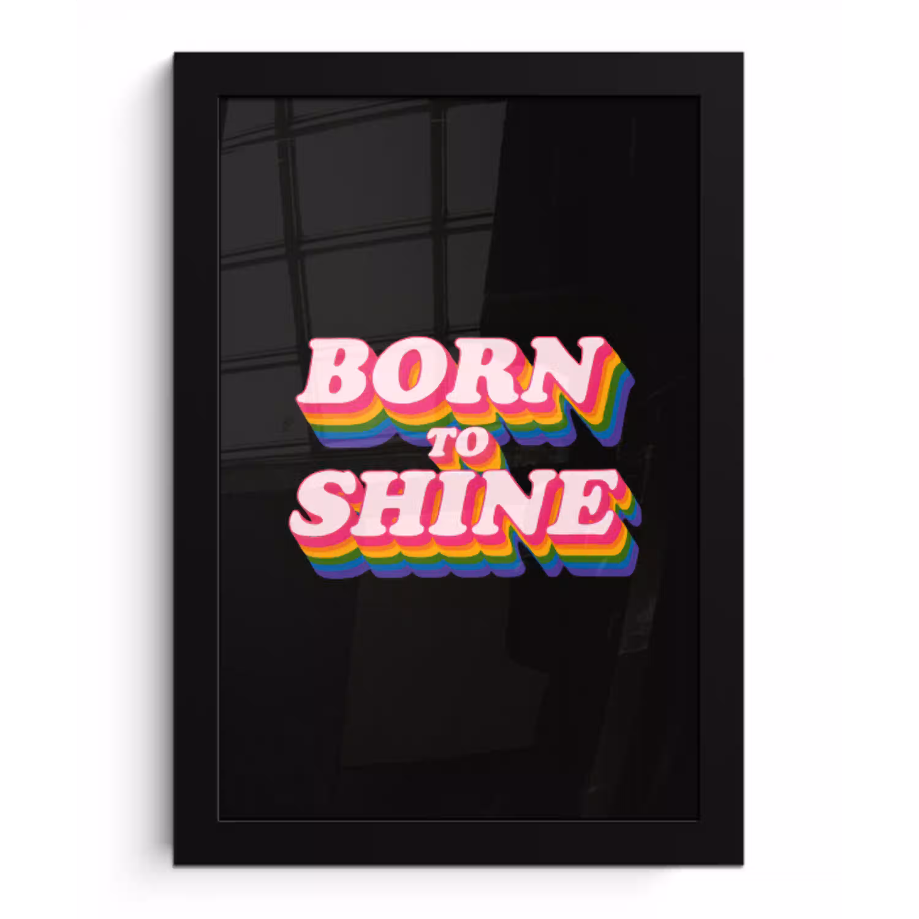 Quote - Regenboog - Roze - Zwart fotolijst zwart zonder passe partout klein -3d