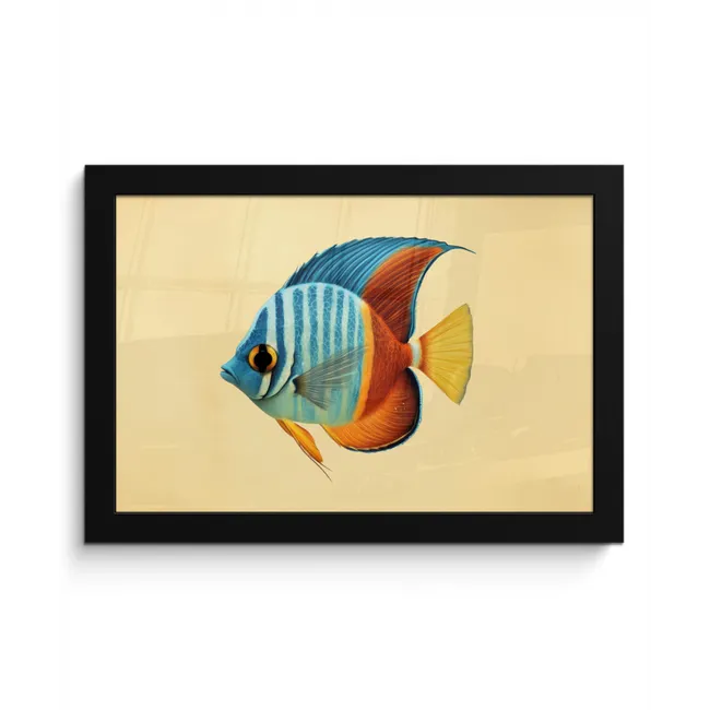 Vis - Vinnen - Blauw - Ogen fotolijst zwart zonder passe partout klein -3d