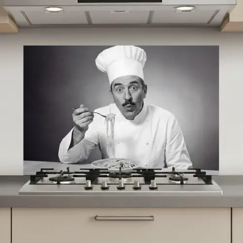 Chef - Spaghetti - Pasta keuken achterwand spatscherm klein -3d_website