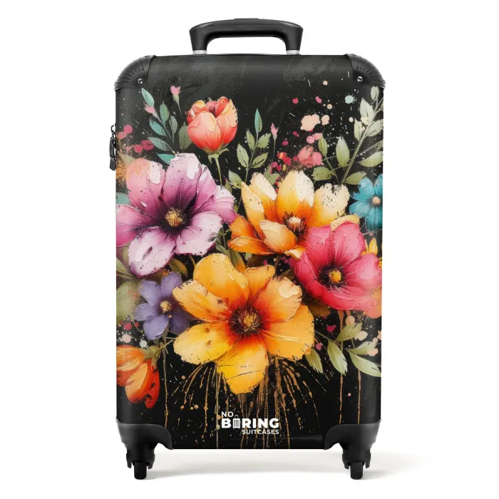 Bloemen in graffiti stijl NBS - Handbagage koffer - Kinderen Unisex middel -productfoto_recht