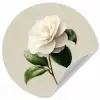 Cameliabloem - Wit - Groen Wandcirkel behangsticker klein -3d