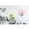 Kat - Illustratie - Minimalistisch - Roze Wandcirkel aluminium klein -kinderkamer
