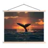 Walvis staart - Water - Zonsondergang textielposter latten blank klein -3d