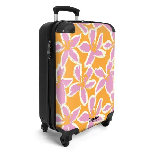 Pastel bloemen - Roze met oranje NBS - Handbagage koffer - Kinderen Unisex middel -productfoto_3d