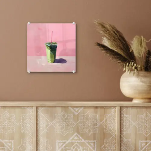 Beker - Rietje - Minimalistisch - Groen plexiglas 5mm klein -sfeer5