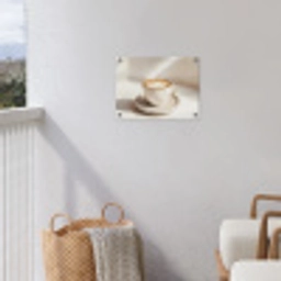 Cappuccino - Schuim - Schotel - Beige tuinposter los doek klein -sfeer8