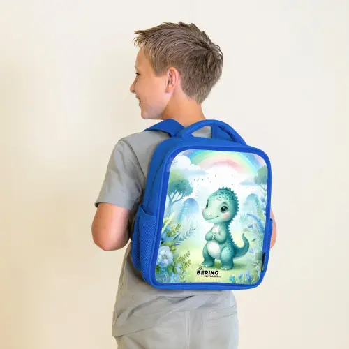 Daantje Dino Kinderrugzak - Blauw middel -sfeer2