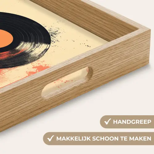 Vinylplaat - Zwart - Verfspatten - Retro Dienblad Rechthoek middel -USP_HandgreepNL