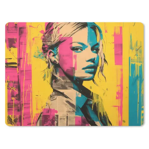 Vrouw - Verfstrepen - Gekleurd muismat rubber klein -3d