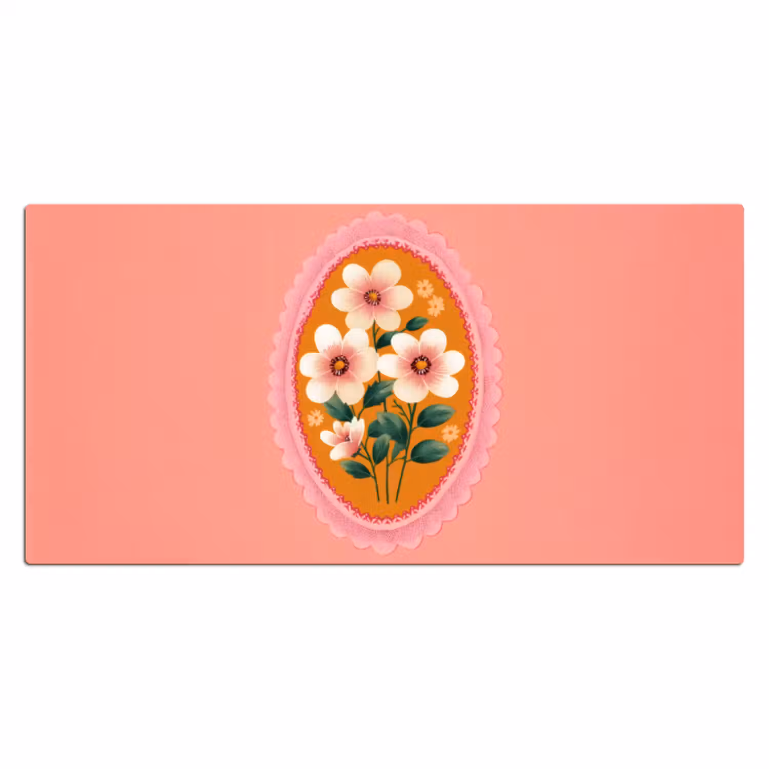 Bureau onderlegger - Illustratie - Bloemen - Rand - Roze