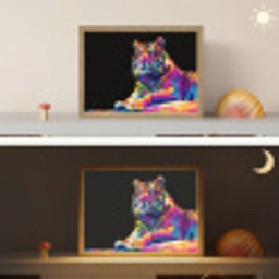 Tijger - Kleurrijk - Dieren - Zwart - Neon Light Box met batterij (Wandlamp kind) middel -sfeer3_kind