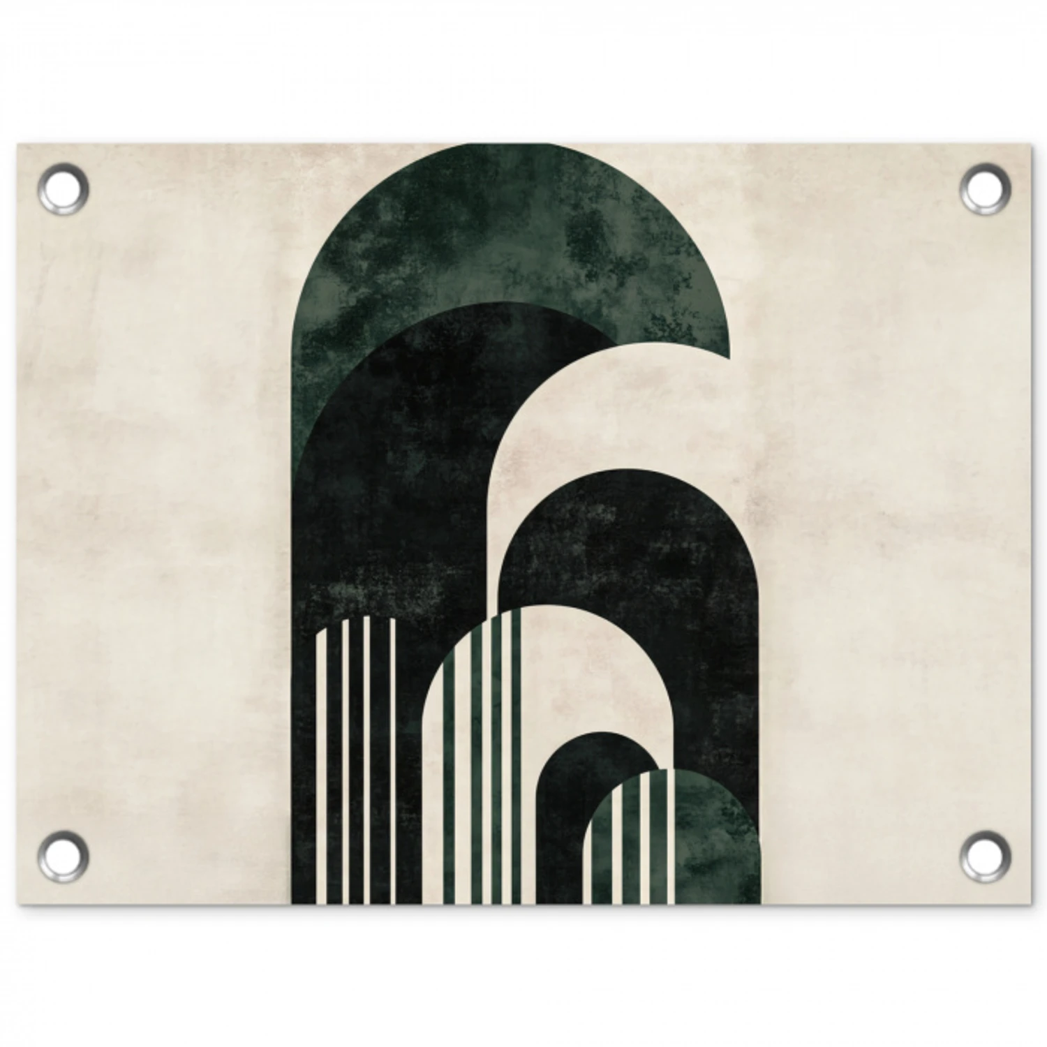 Bogen - Donkergroen - Lijnen tuinposter los doek klein -3d