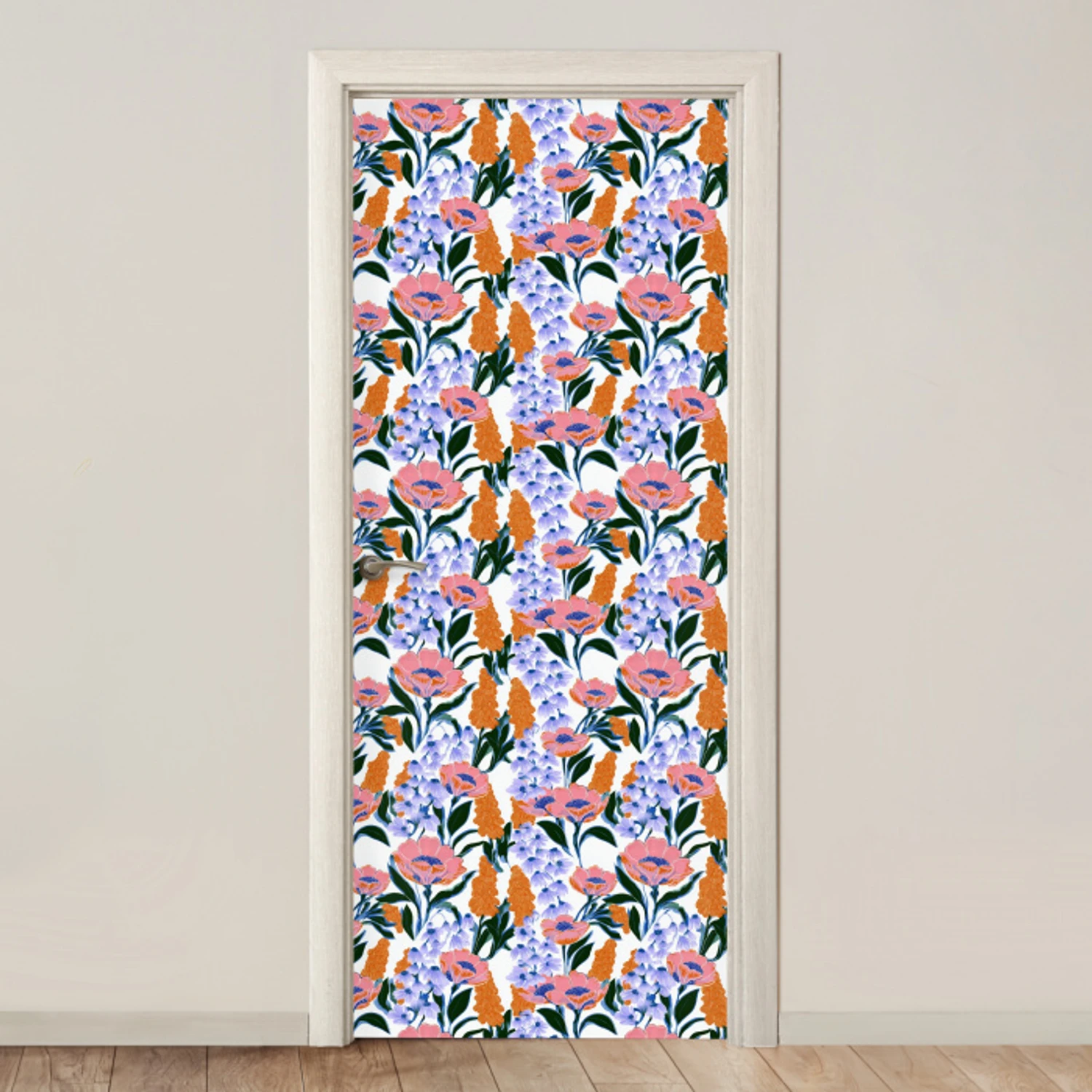 Patroon - Aquarel - Kleurrijk deurposter klein 289 -3d_beige