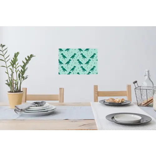 Donkergroen - Dinosaurussen - Afdrukken - Bladeren Muursticker klein -eettafel