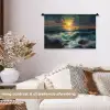 Zee - Zon - Golven - Rotsen Wandkleed katoen klein -sfeer1